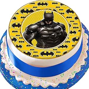 Batman Logo Border Birthday Precut Edible Icing Cake Topper
