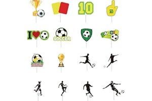 POPOYU 2022 World Cup Football Theme Paper Cake toppers, Football Themed Sticker Flags Cake Decoration for World Cup Football Party Football Fans Birthday Party Cake Sport Game Fans Celebration