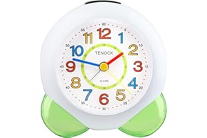‎EDILLAS Edillas Analoger Kinderwecker für Jungen und Mädchen, leiser No Tick Kinderwecker mit Lichtwecker für Schule, Schulanfänger, Schlafzimmer und leiser Desktop-Lernwecker (grüner)