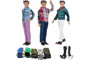 Lance Home Vestiti e Accessori per Bambole Dolls, 12pz Essenziale Accessori per 32cm Principe Bambole Ragazzo Bambola Stile Casuale (3 Cime 3 Pantaloni Casual Vestiti 3 Borsa 3 Paia Scarpe)