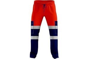 MYMIXTRENDZ Mens Hi Vis High Visibility Two Tone Jogging Trousers Bottoms Reflective Tape Cuffed Workwear Joggers