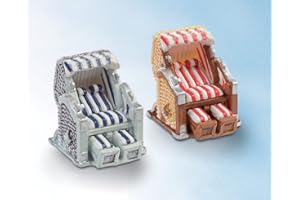 Hobbyfun Strandkorb blau-weiß 3,5 x 3,5 cm Küsten Deko Strandkorb Maritime Deko Sonnenbaden Entspannen