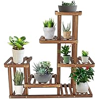 6 Ebenen Pflanzenständer aus Holz, 73 L x 71.5 B x 20 H cm Blumenständer mit Balkongarten, Blumenregal Pflanzentreppe…