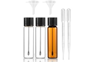 ‎SCJJZ SCJJZ 3 Stück Probefläschchen aus klarem Glas,Fassungsvermögen 8 ml,klares Glasfläschchen mit Mini Trichterkoks dosierer,dosierer pulver,Glasspender,Reise-Aufbewahrungsbehälter