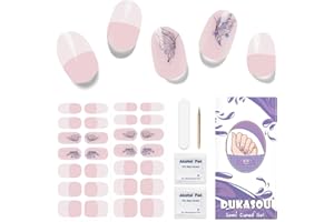 DUKASOU Unghie Gel Adesive UV - 28 Pcs Smalto Adesivo per Unghie Adesivi Unghie Gel Nail Stickers Full Wraps Lampada LED Adesivi per Unghie in Gel per Donne Ragazze Curati Con Lima per Unghie e Stick