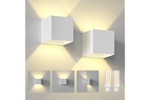 ChangM 2 Piezas Aplique Exterior Pared 7W Lámpara de Pared Led, Con Haz de Luz Ajustable, Lámpara de Pared IP65 Negra, Con Bombilla LED G9 Reemplazable, Carcasa Blanca