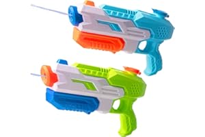 YIYAYOO 2pcs Big Water Gun Powerful Water Pistol for Kids 33ft Long Range Water Blaster Super Soaker Water Gun, Summer Outdoor Beach Pool Watergun Shooter Water Squirter Toys for Kids Adults