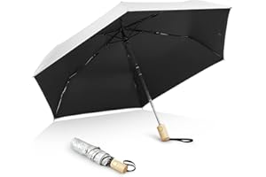 G4Free 106 cm parasol podróżny UPF 50+ ochrona przed promieniowaniem UV z drewnianym uchwytem automatyczne otwieranie zamykanie lekkie słońce deszcz składane parasole