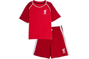 LIVERPOOL F.C. Conjunto de pijama corto del Liverpool FC para niños, equipo de fútbol Premiership Football Club corto + camiseta