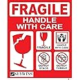 KEYWINS® Red Fragile Warning Label Adhesive Stickers 50pcs 10x 8cm, Handle With Care, Do not stack, Do not tumble Sticker, Great for Safe Shipping Packing of Goods with Clear Large Font Text