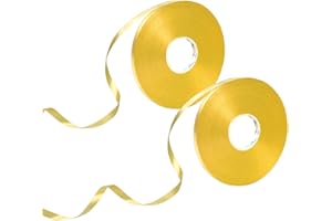 50m X 2 Rolls Gold Ribbon for Balloons, Mooshy Gold Curling Ribbon 5mm String for Balloons Birthday Wedding Christmas Festival Party Decorations Gift Crafts Wrapping Flower