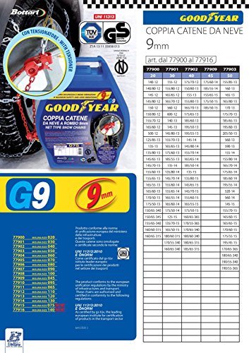 Goodyear 77910: Chaines à neige 9 mm, Taille 095, Compatibles ABS et ESP