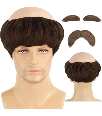 Lampadina Zio Fester Costume Uomo Halloween Completo: Abito Nero, Berretto Calvo Bianco E Vernice Per Viso Famiglia Addams - Foto 12