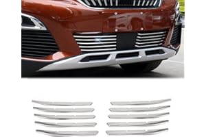 HIGH FLYING Pour 3008 GT / 5008 2017-2019 Avant Centre Grille Décorative Couvercle Accessoires Auto Acier Inoxydable 10 pièces （Non disponible Peugeot 5008 Allure）
