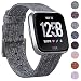 Produktbild CAVN Fitbit Versa Armband Gewebt, Fitbit Versa Ersatzriemen für Frauen Männer Schnellspann Armband mit Verstellbare Edelmetall Spange für Fitbit Versa Smart Uhr (Holzkohle)