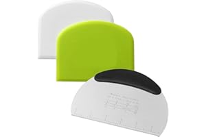 LAHVIUU Dough Scraper Cutter,3 Pcs Stainless Steel Dough Scraper Splastic Scraper Pizza Cutter,Kitchen Bread Making Tool for Cake Pizza Bread