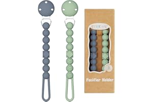 TYRY.HU Łańcuszek silikonowy uchwyt na smoczek dla dzieci, jednoczęściowy klips na smoczek, klips do smoczka dla dzieci, 2 szt. Gryzak dla niemowląt