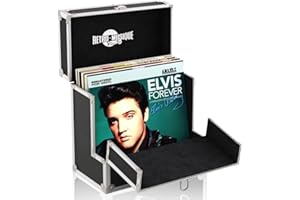 Retro musique 12 Inch Vinyl Record Storage with 40 12" Outer Sleeves | Vinyl Storage Box with Unique Front Flap Opening | LP Storage Boxes Holds up to 40 LP's | Record Box Perfect for Your Vinyls