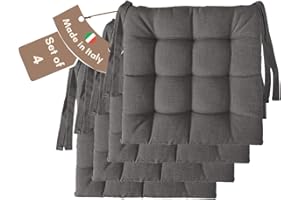 ‎IL TUO ARTIGIANO DESIGN Il Tuo Artigiano Design 4 Stuhlkissen im Set, 40 x 40 cm 6 cm dick, Polsterung aus Schaumstoff und weichem Acryl, Sitzkissen Stuhl 4er Set, Stuhlkissen Outdoor 40x40 (4, Grau)