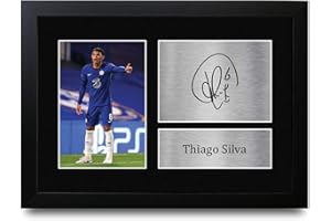 HWC Trading A4 FR Thiago Silva Presents Printed Signed Autograph Picture for Fans and Supporters - A4 Framed