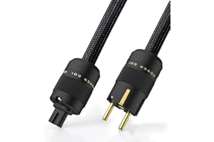 Tertullus Kabel zasilający HiFi C7 1,5 m, ekranowany, 3-żyłowy z 3 mm², kabel zasilający High End, z Euro 8 i kablem chłodzącym Schuko do wzmacniacza, odtwarzacza DVD, odbiornika AV, wstępnego