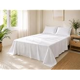 Jomy Set of sheets 150 x 190/200 cm 300 thread count cotton white top sheet + fitted sheet + 2 pillowcases 50 x 75 cm 100% co