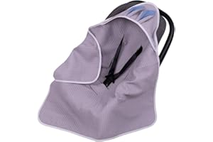 Infantilo Universal Baby Boy Girl Hooded Cosy Toes for Car Seat Blanket Wrap Babies with Hood Holes 3-Point Harness Straps Pushchair, Pram, footmuff (Summer Thin Light Grey Blue Ears), (jgb)