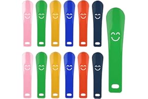 RTBRCG 12 Stück Schuhlöffel klein, Schuhanzieher klein, Mini schuhlöffel, Lächelndes Gesicht Schuhlöffel Klein Geeignet, für reisende Männer, Frauen und ältere Menschen(6 Farben)
