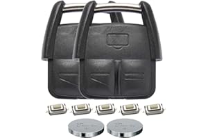MT KEY Juego de reparación de carcasa de mando a distancia para llave de coche, 2 x 3 botones, 6 microbotones, 2 pilas CR2032 compatibles con Opel