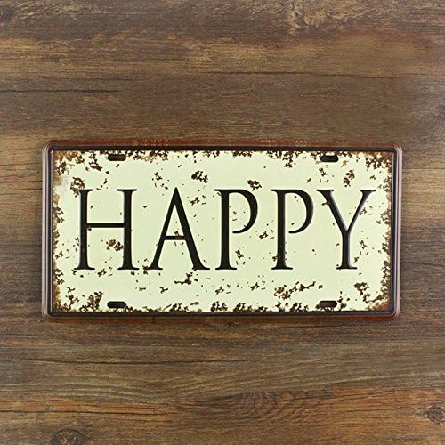 Easybuyerz VINTAGE WALL PLAQUE HAPPY SHABBY CHIC SIGN KITCHEN PLAQUE LOUNG HOME TIN SIGN SIZE 15X30 CM