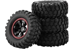 ZLXHDL 4 Pezzi di Pneumatici Per Auto RC, Mozzo Esagonale da 12 Mm, Offset da 4 Mm, Larghezza da 95 Mm Per Autocarro Fuoristrada Cingolato RC in Scala 1/10, Pneumatici E Cerchioni in Metallo Nero 1/10 RC