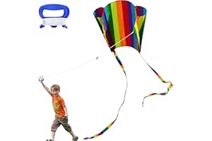 FOZUANEI Rainbow Kite for Children, Flyer Kite With String Line, Colorful Pocket Kite with Long Tail, Outdoor Sport Flying Kites for Beginner, Kids, Adult, Boys, Girls