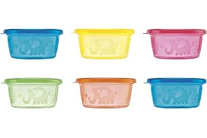 Nuby - Set De 6 Piezas Recipientes Herméticos - Set de bolas adecuado para alimentación infantil - Multicolor - 300 ml - Paquete de 6 - 3+ meses