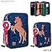 Price comparison product image Miss Melody 3 Pocket Pencil Case, Icing Illette Blue Horse Design 110 x 34 cm *
