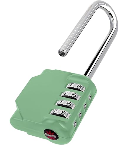 Zwaar cijferslot, hangslot, 4 cijfers, 53 mm, veiligheidsslot, weerbestendig, hangslot, lange beugel voor opbergkasten, garages, hekken, kelder