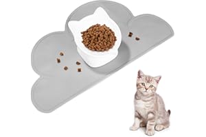 TIDEVAN Ciotola in Ceramica per Gatti,Ciotola per Cibo Gatto in Ceramica con Tappetino Antiscivolo 15° Inclinazione Ciotola per Gatti in Ceramica per Cibo e Acqua,per Gattino di Piccola Taglia Bianco