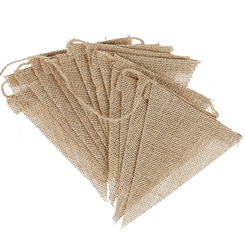 Faburo 13tlg Hochzeit Wimpelkette Vintage Jute Bunting Banner für Party Dekoration Dekoration (2.8m) - 4