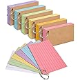 300PCS Colored Index Cards with Ring, Punched Lined Flashcards Ruled Index Cards Notecards Study Cards Heavy Note Cards for Studying, Learning, School, College, Memory