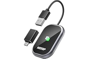 HSTOP Bezprzewodowy adapter samochodowy z systemem Android i bezprzewodowy adapter Apple Carplay, 2 w 1, adapter USB A na port USB-C konwertuje przewodowy samochód i Carplay na bezprzewodowy