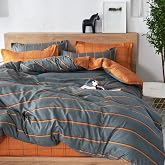 Treer 3 Piece Bedding Set, Soft Microfiber Breathable Modern Tartan Duvet Cover Set with 1 Duvet Cover + 2 Pillowcases (Orang