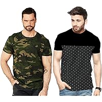 LEOTUDE Regular Fit Half Sleeve Men's T-Shirt Cotton Blend Combo (Pack of 2)