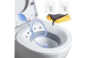 DMSELL Sitz Bath for Toilet,Seat Sitz Bath Basin for,Pregnant Women,Postpartum Care,Fits Universal Toilets and Commode Chair (Foldable with Flusher),with 2 Hanging Hooks and 1 Towel.