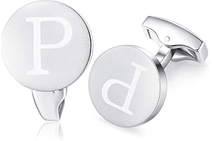 Honey Bear Carta Inicial Alfabeto Gemelos - Acero Inoxidable para la Camisa de los Hombres Regalo de Boda del Negocio,plata cepillada