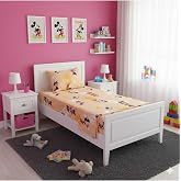 Ezgi Tek Kişilik Desenli Lastikli &Ccedil;arşaf Ve Yastık Kılıfı Turuncu 120x200 cm, micky