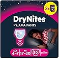 Huggies DryNites absorbent night diapers for bed-wetting, for girls 4-7 years (17-30 kg), 3 x 10 = 30 diaper pants, monthly box