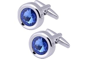 Jonwo Gemelli da uomo rotondi con taglio a diamante e cristalli, con custodia regalo, per camicia alla francese, unisex, per smoking aziendale e matrimonio