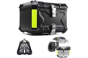 FouncY Silber/Schwarz Motorradkoffer Alu Top Case Rollerkoffer - 45L 55L 65L 80L 100L Helmkoffer Gepäckträger Koffer mit Press-Lock-Schließsystem (Color : Schwarz, Size : 45L)