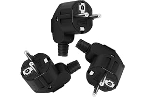 3 st Schuko-hankontakt 250 v 16a hane kontakt kontakt jorduttag Ip20, stark svart elektrisk kontakt för kabelreparation, förlängning och hemmabruk eller professionell användning