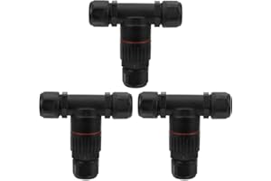 JENNGAOO 3Pcs T Shape 3-Way IP68 Waterproof Connector Electrical Cable - 3 core Cable Connectors - 32A diameter 5-10mm Black waterproof connection cable Outdoor Industrial Accessories
