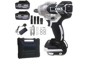 sports flyfree Cordless Impact Wrench, Brushless Impact Wrench, 21V Electric Cordless Impact Ratchet Driver Brushless with 2 Battery (580Nm Torque)
